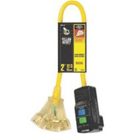 Southwire GFCI GFCI Extension Cord, 12 AWG, 12/3, Yellow, 2 ft 6754014